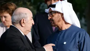 رئيس الجمهورية الجزائرية، عبد المجيد تبون (على اليسار) رفقة رئيس دولة الإمارات العربية المتحدة، محمد بن زايد, الصورة: ح.م.