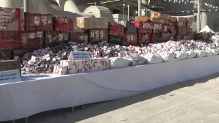 كمية مهولة من المهلوسات والمخدرات التي تم اتلافها مؤخرا، الصورة: وزارة الدفاع الوطني.