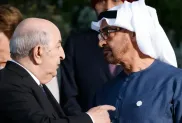 رئيس الجمهورية الجزائرية، عبد المجيد تبون (على اليسار) رفقة رئيس دولة الإمارات العربية المتحدة، محمد بن زايد, الصورة: ح.م.