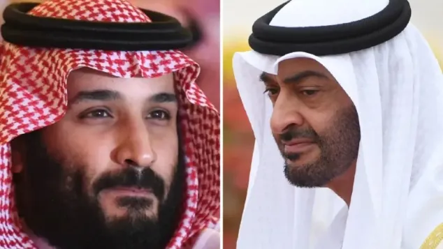 رئيس الإمارات، محمد بن زايد (على اليمين)، وولي العهد السعودي، محمد بن سلمان، الصورة: ح.م.